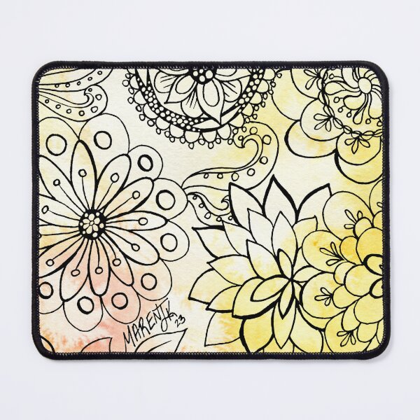 Item preview, Floral Doodle On Yellow designed and sold by MarenPaintsJoy.