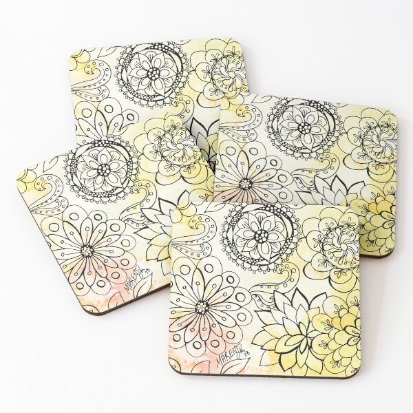 Item preview, Floral Doodle On Yellow designed and sold by MarenPaintsJoy.