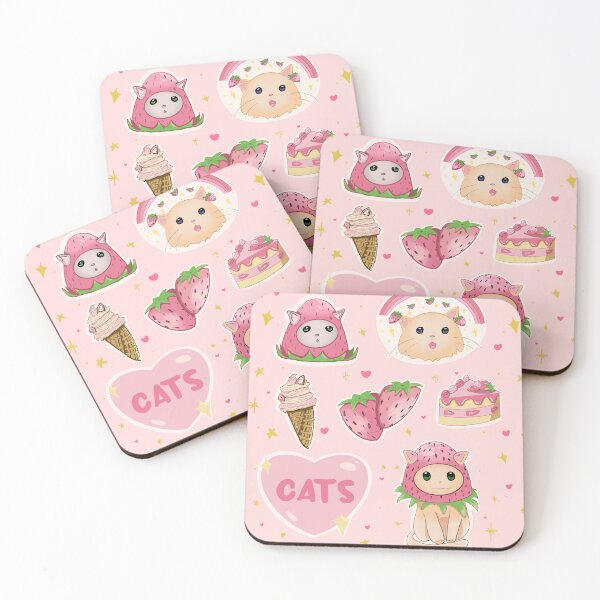 Item preview, strawberry cats designed and sold by sparkkiitty.