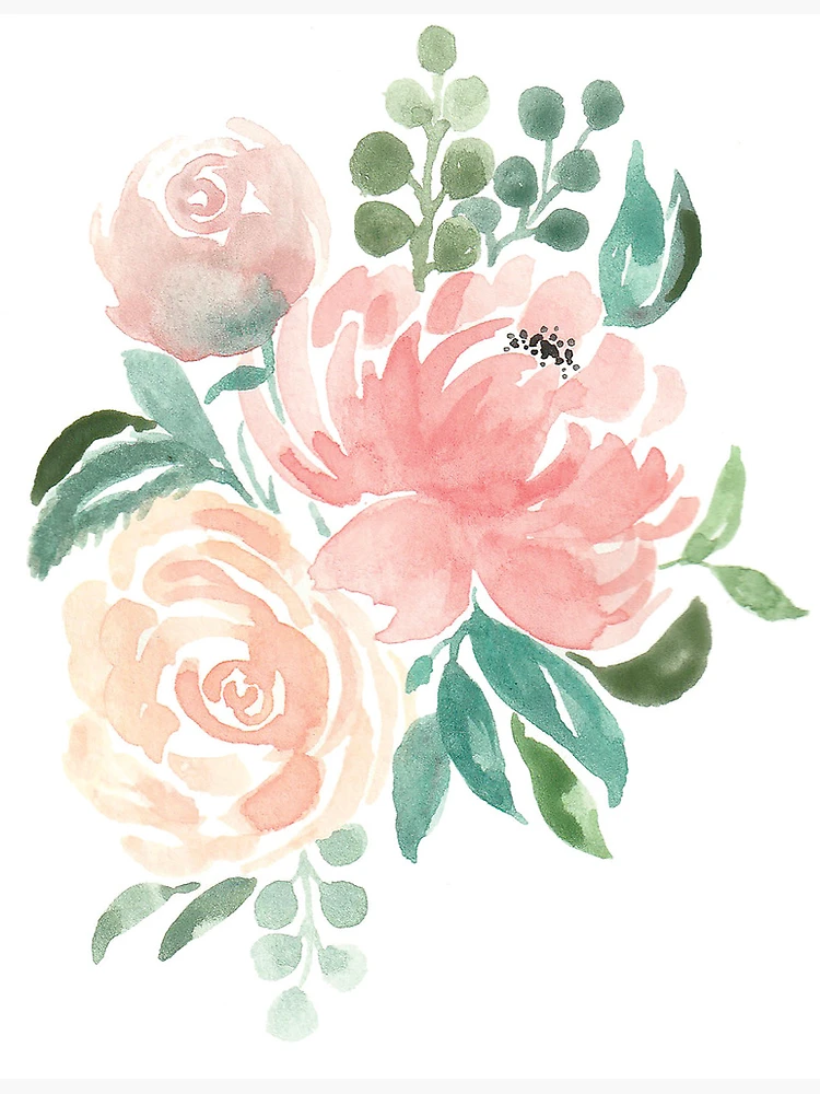Loose Floral Watercolor Corner with Peonies Stock Illustration