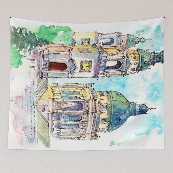Item preview, Watercolor illustration of the St. Stephen's Basilica in Budapest designed and sold by MaryWatercolor.