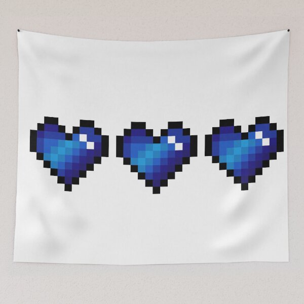 Item preview, Blue pixel hearts designed and sold by Kawaii-Crafts.