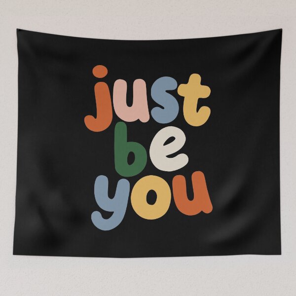 Item preview, Just Be You Typography by The Motivated Type in Black, Salmon Pink, Grey Blue, Forest Green and Apricot Yellow designed and sold by MotivatedType.