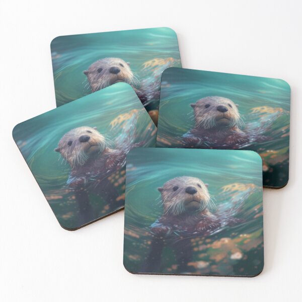Item preview, Cute otter swims in river designed and sold by M-Lin.