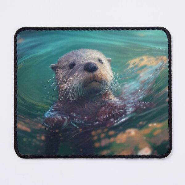 Item preview, Cute otter swims in river designed and sold by M-Lin.