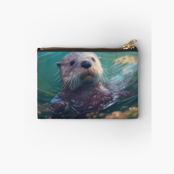 Item preview, Cute otter swims in river designed and sold by M-Lin.