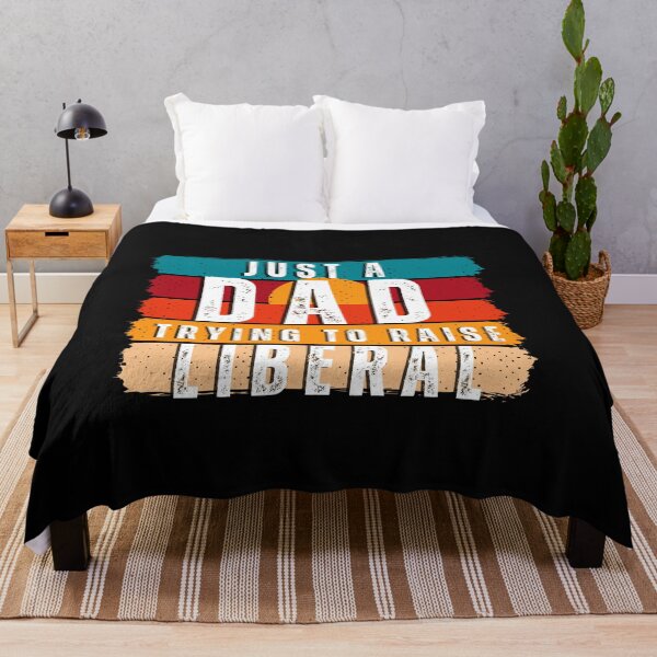 Item preview, Just a Dad Trying to Raise Liberal Vintage Retro Best Dad Typography Quote designed and sold by thedazzlingmonk.