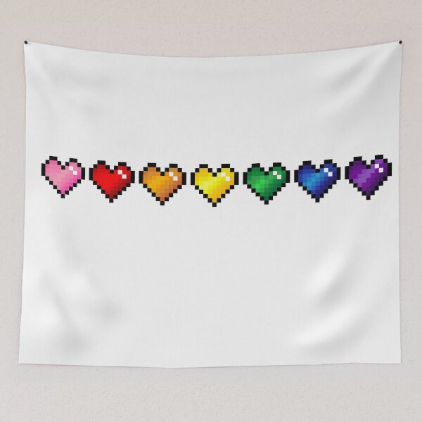Item preview, Rainbow pixel hearts designed and sold by Kawaii-Crafts.