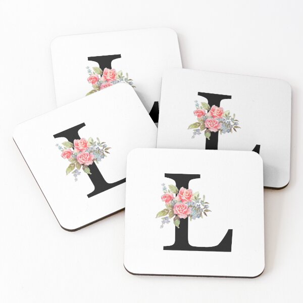 Item preview, Letter L Botanical Monogram Floral Pink Rose Flowers L Initial designed and sold by inspirationzgal.