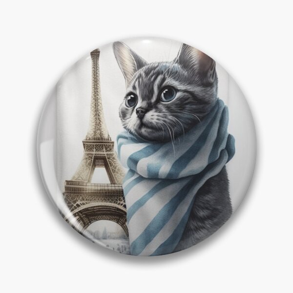 Item preview, cat with eiffel tower designed and sold by RosyCorner.