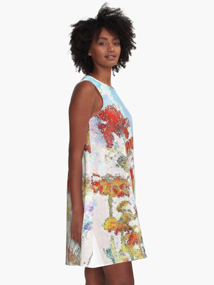 Alternate view of Mosaic poppies A-Line Dress