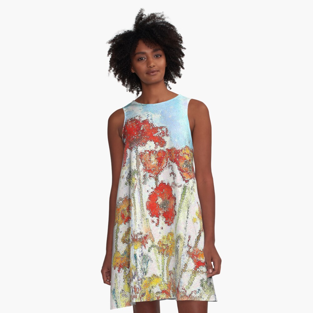 Mosaic poppies A-Line Dress