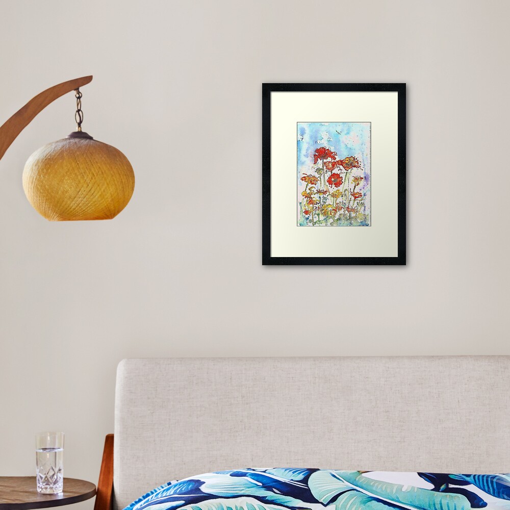 Mosaic poppies Framed Art Print