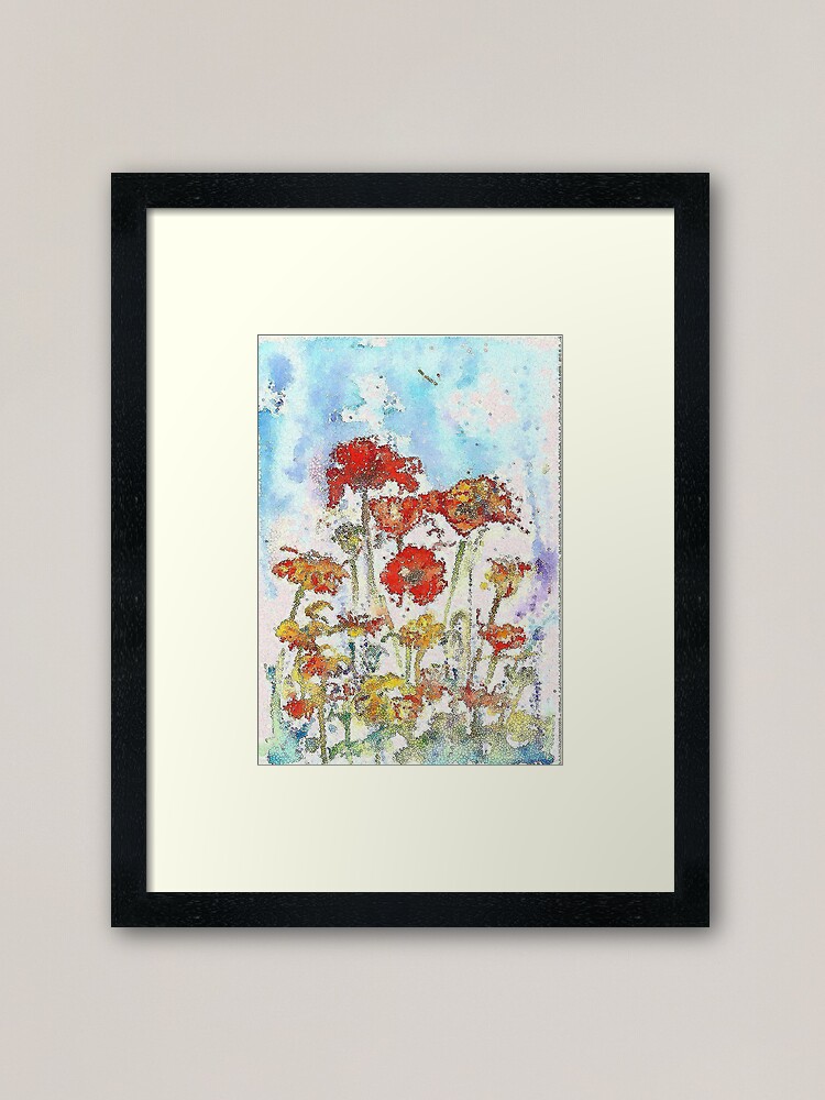 Alternate view of Mosaic poppies Framed Art Print