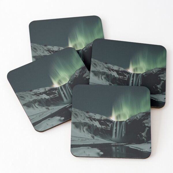Item preview, Skogafoss waterfall aurora borealis designed and sold by pietrofoto.