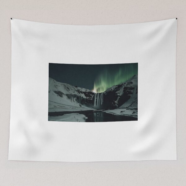 Item preview, Skogafoss waterfall aurora borealis designed and sold by pietrofoto.