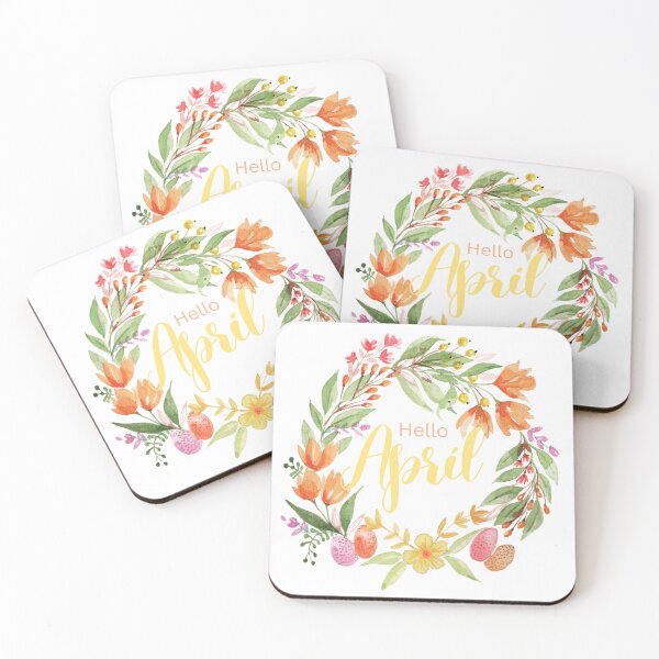 Item preview, Hello April Floral Wreath Watercolor  designed and sold by Dearmoonstudio.