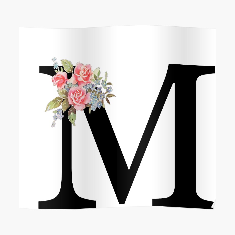 Floral Monogram M Beautiful Rose Bouquet - Monogram M - Pin