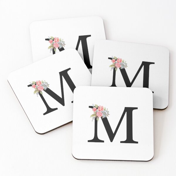 Item preview, Letter M Botanical Monogram Floral Pink Rose Flowers M Initial designed and sold by inspirationzgal.