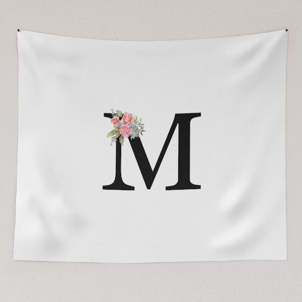 Item preview, Letter M Botanical Monogram Floral Pink Rose Flowers M Initial designed and sold by inspirationzgal.