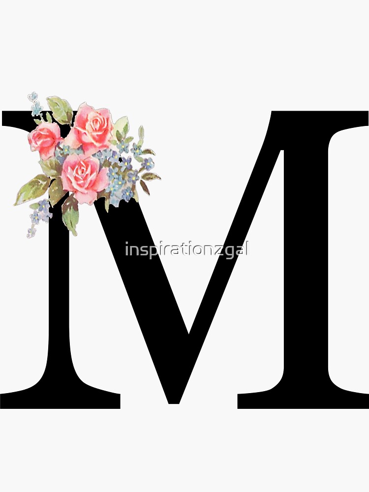 Initial I Letter Butterfly Rose Flowers Watercolor Monogram T