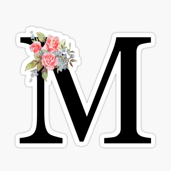 Letter M Floral - Monogram Initials Sticker