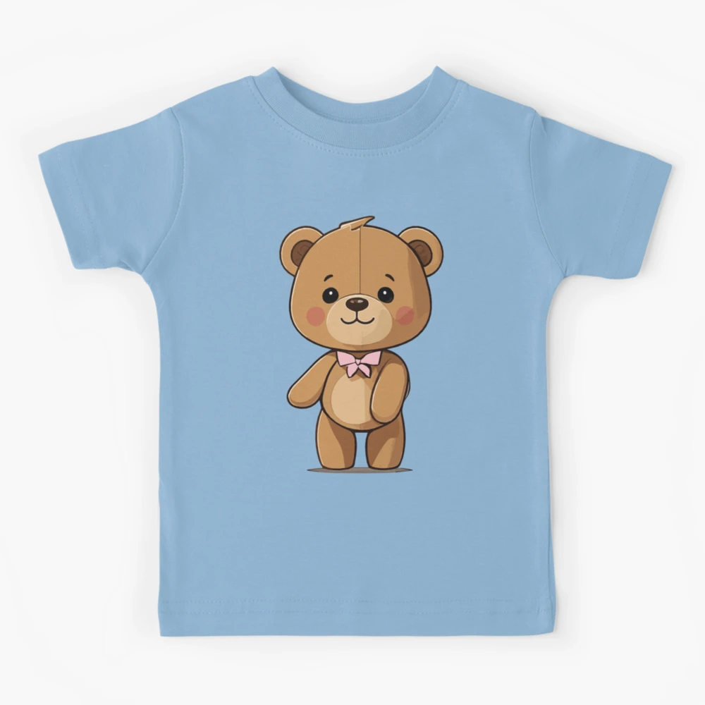 Teddy bear cute girl in a dress, textile print, t-shirt package