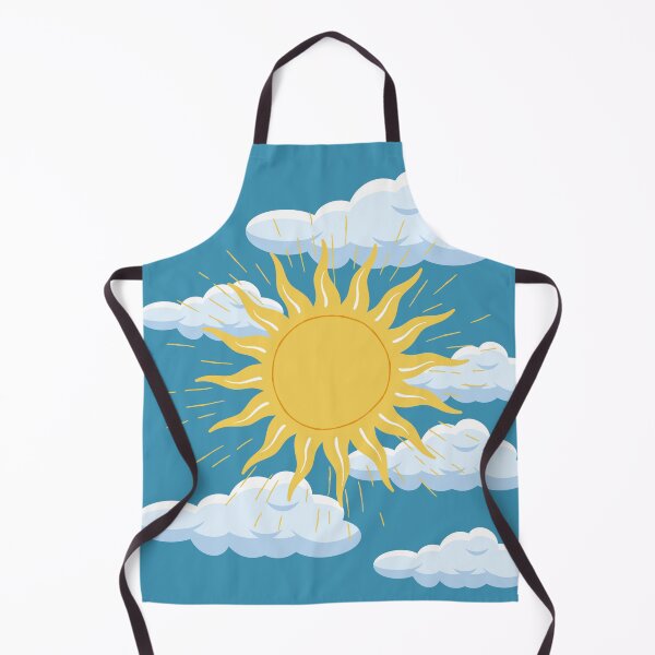 Item preview, kitchen apron with sunny pattern designed and sold by Luckyartd.