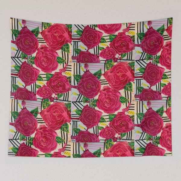 Item preview, Bees and Their Roses abstract painting designed and sold by bipolarvirgoart.