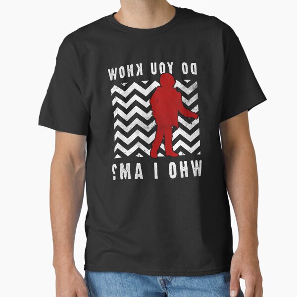 Vista previa del artículo con la obra «Twin Peaks ¿Sabes quién soy? El texto del brazo Logotipo angustiado», diseñado y vendido por FifthSun.