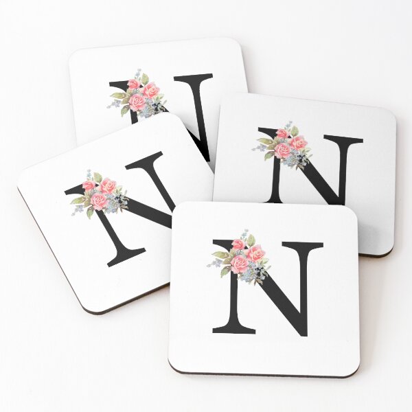 Item preview, Letter N Botanical Monogram Floral Pink Rose Flowers N Initial designed and sold by inspirationzgal.
