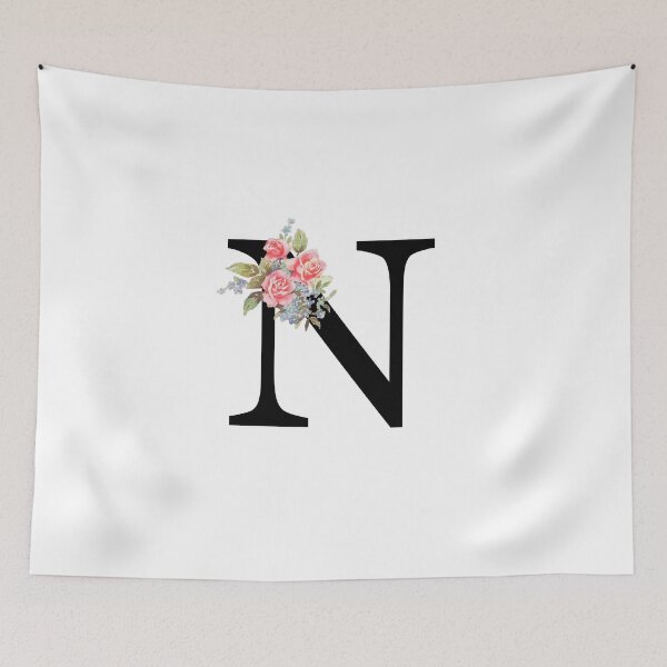 Item preview, Letter N Botanical Monogram Floral Pink Rose Flowers N Initial designed and sold by inspirationzgal.