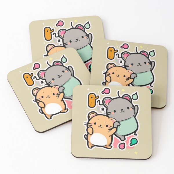 Item preview, Mouse and Cat Stickers in Kawaii Style designed and sold by InkDazzle.