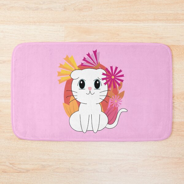 Item preview, white cat with spring flowers designed and sold by viewtl.