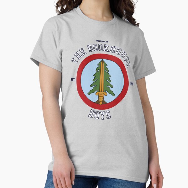Vista previa del artículo con la obra «Twin Peaks The Bookhouse Boys Est. Logotipo de 1990», diseñado y vendido por FifthSun.