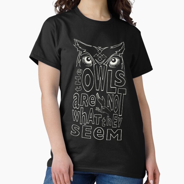 Vista previa del artículo con la obra «Twin Peaks Los búhos no son lo que parecen Logotipo de arte lineal», diseñado y vendido por FifthSun.
