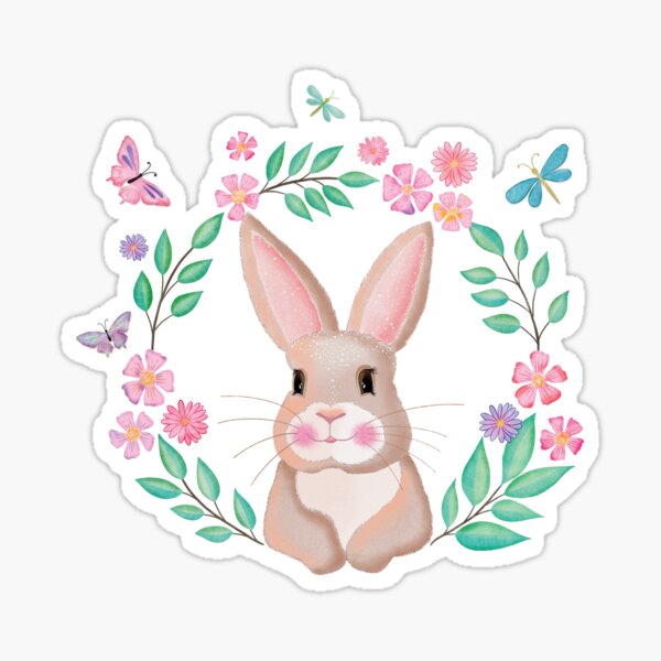 Item preview, Cute bunny in spring wreath designed and sold by Sandra Brezina.