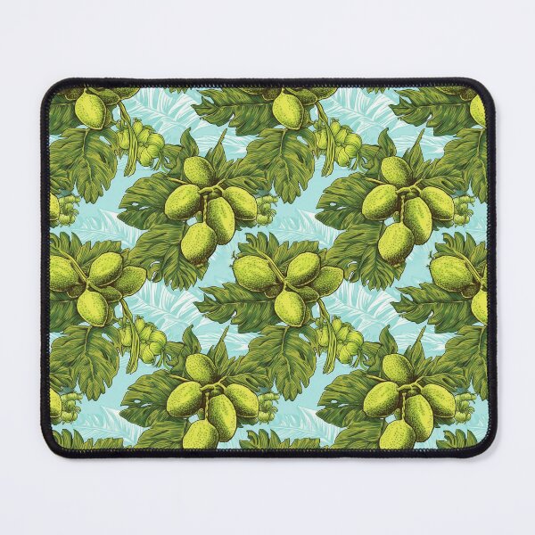 Item preview, BREAD FRUITS AND BREADFRUIT TREE GREEN AND PALE BLUE LEAFS OVER A PALE BLUE BACKGROUND PATTERN designed and sold by BoriGrafico.