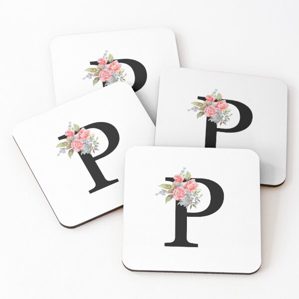 Item preview, Letter P Botanical Monogram Floral Pink Rose Flowers P Initial designed and sold by inspirationzgal.