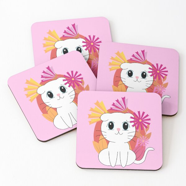 Item preview, white cat with spring flowers designed and sold by viewtl.