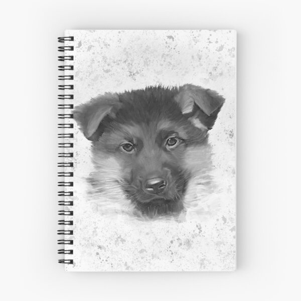Item preview, Adorable Black & White German Shepherd Puppy Art designed and sold by TrendyArtPrints.