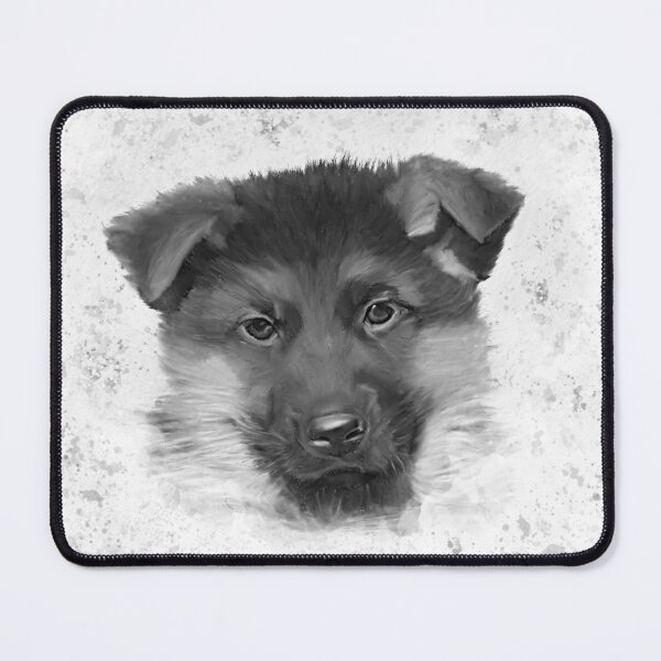 Item preview, Adorable Black & White German Shepherd Puppy Art designed and sold by TrendyArtPrints.