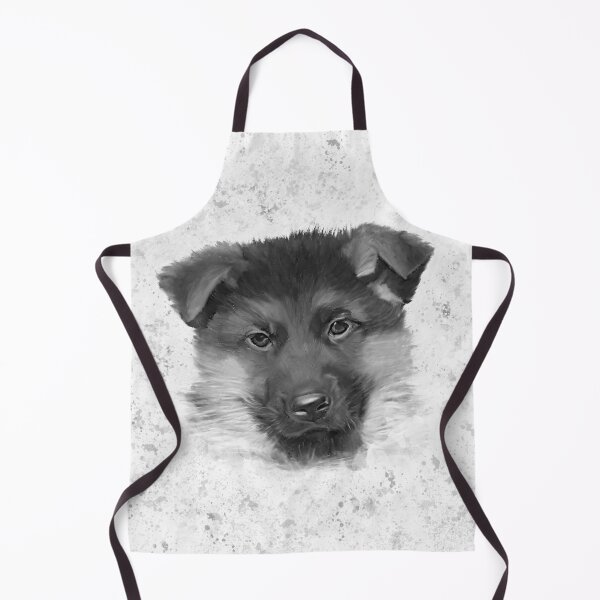 Item preview, Adorable Black & White German Shepherd Puppy Art designed and sold by TrendyArtPrints.