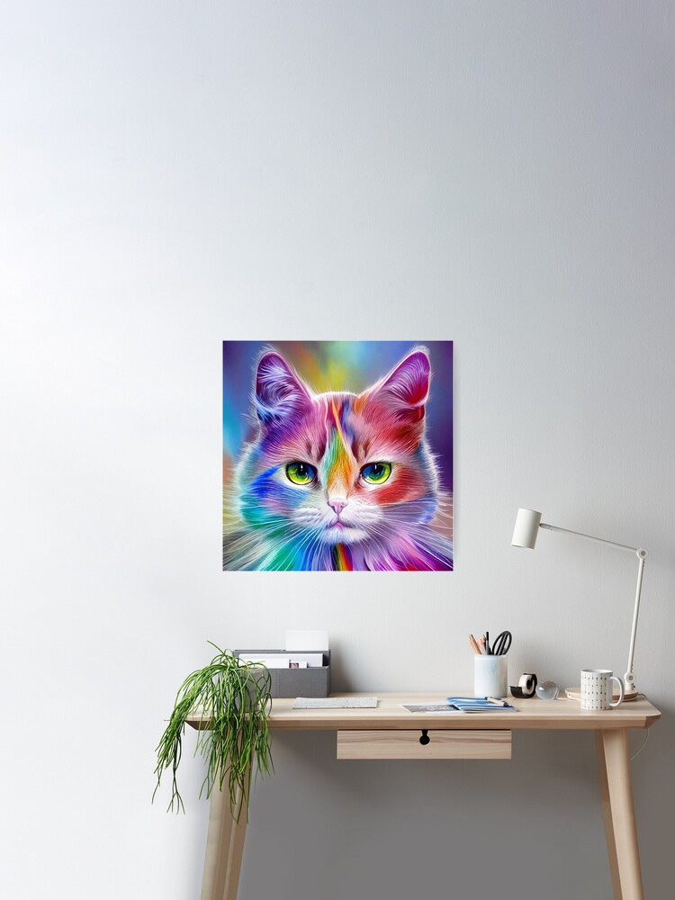 Rainbow cat wall art canvas - TenStickers