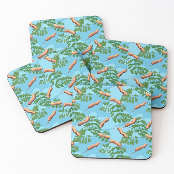 Item preview, TAMARIND FRUITS AND TAMARIND TREE GREEN LEAFS OVER A PALE BLUE BACKGROUND PATTERN designed and sold by BoriGrafico.