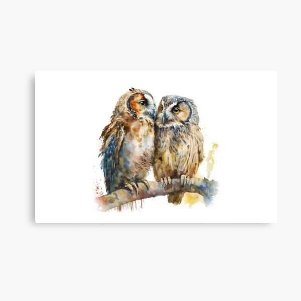 Item preview, Love Owls Watercolor owl painting, owl birds on branch designed and sold by adlydesigns.