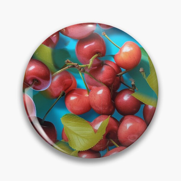 Item preview, REALISTIC ANTILLE CHERRIES AND GREEN LEAFS CASTING SHADOWS OVER A PALE BLUE BACKGROUND PATTERN designed and sold by BoriGrafico.