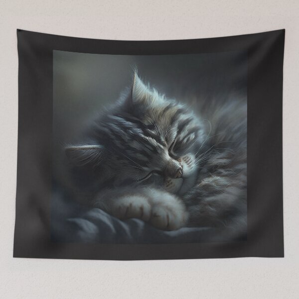 Item preview, sleeping gray cat designed and sold by BladiWear.
