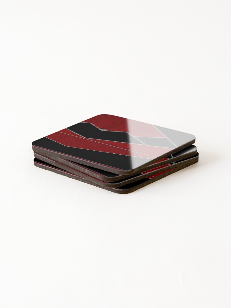 Thumbnail 4 of 5, Coasters (Set of 4), *Wonderful Geometric Abstract Triangular Pattern Red and Black* designed and sold by Ralek.
