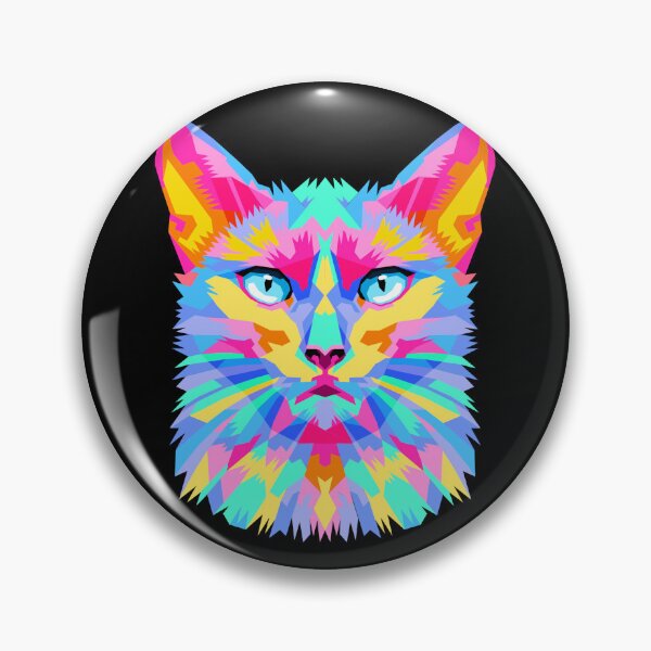 Item preview, Powell Cat Colorful Bright Modern Illustrative Cat Head designed and sold by Aesthetical Epic ⭐⭐⭐⭐⭐.